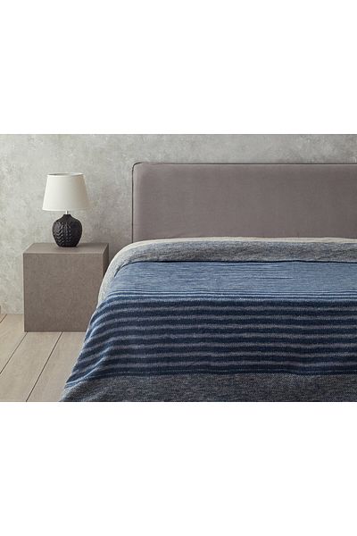 English Home Μπλε Βαμβακερή Μονή Κουβέρτα - Dotty Lines 150x200 cm