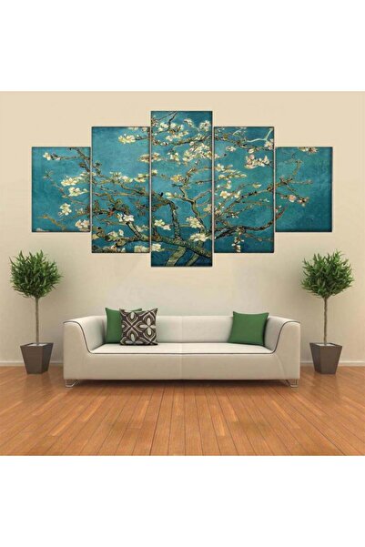 PM Dizayn Vincent Van Gogh Çiçek Açan Badem Ağacı 5 Parçalı Kanvas Tablo
