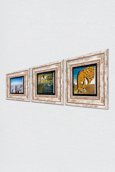 Pinecone Salvador Dalí Pictură pe perete cu piatră Decor de perete înrămat Set de pictură din 3 piese Wall Art Tk3-621