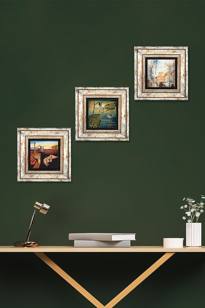 Pinecone Salvador Dalí Pictură pe perete cu piatră Decor de perete înrămat Set de pictură din 3 piese Wall Art Tk3-622