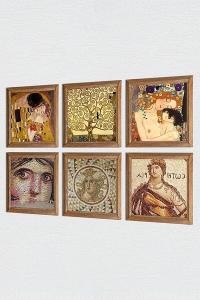 Pinecone Gustav Klimt, the Gypsy Girl, Soteria Mosaic Stone Wall Painting Wall Decor Painting with Wooden Frame