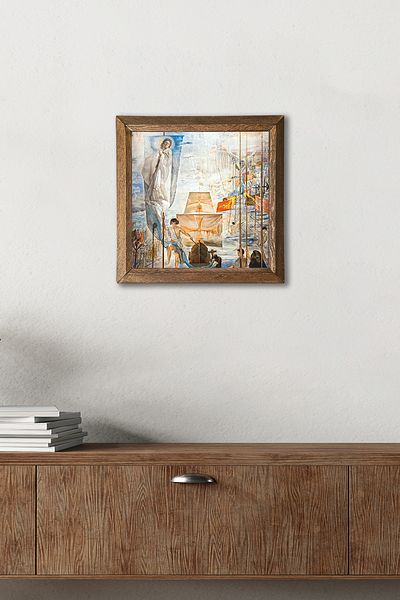 Pinecone Salvador Dalí The Discovery of America by Christopher Columbus Stone Wall Painting Wood Framed Decor