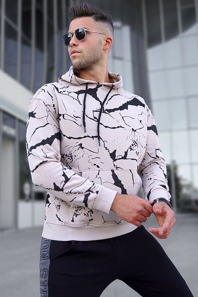 Madmext Beigefarbenes Kapuzen-Sweatshirt 5324