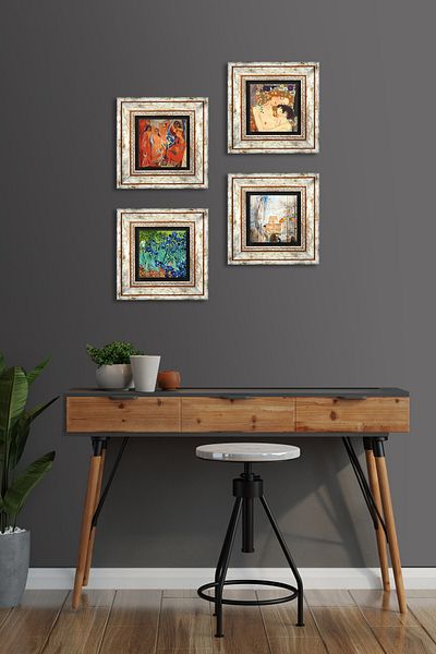 Pinecone Dali, Picasso, Van Gogh, Gustav Klimt Stone Wall Painting Framed Wall Decor Painting Tk4-947