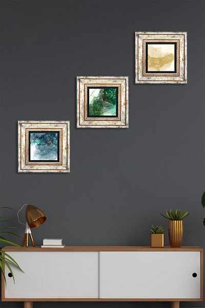 Pinecone Abstract Art Stone Wall Painting Framed Wall Decor 3 Piece Painting Set Wall Art Tk3-1884