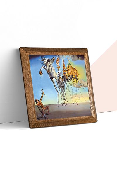 Pinecone Salvador Dalí The Seduction of St. Antony Stone Wall Painting Wood Framed Wall Decor