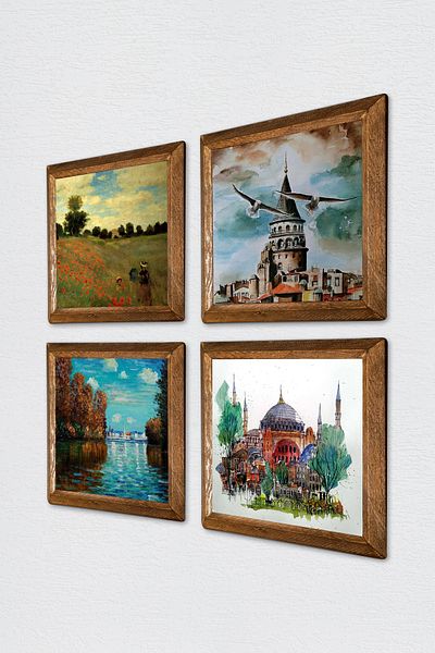 Pinecone Claude Monet Toamnă, Maci, Hagia Sofia, Turnul Galata Pictură pe perete din piatră Decor de perete înrămat