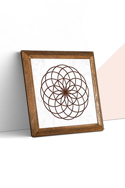 Pinecone Flower of Life Stone Wall Painting Wood Framed Wall Decor Wall Art 25x25cm W1-177