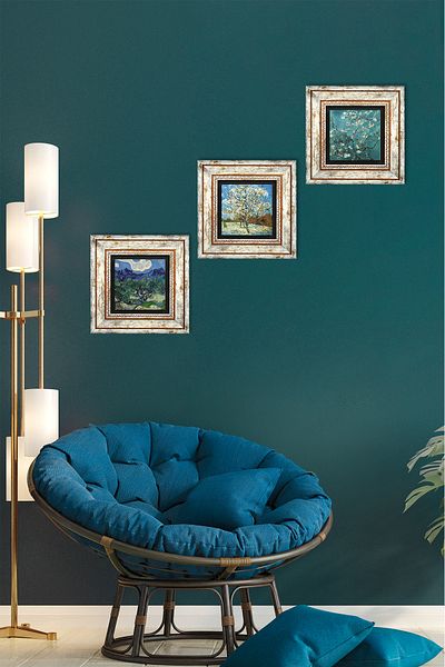 Pinecone Van Gogh Olive Trees, Pink Peach Tree, Almond Tree Stone Wall Painting Framed Wall Decor