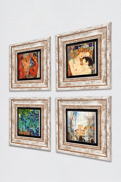 Pinecone Dali, Picasso, Van Gogh, Gustav Klimt Stone Wall Painting Framed Wall Decor Painting Tk4-947