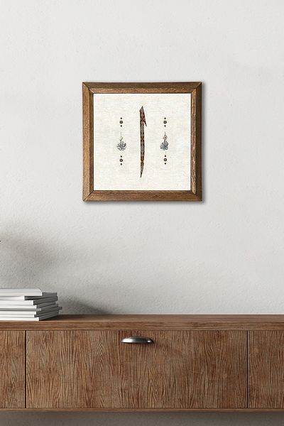 Pinecone Elif Stone Wall Painting Wooden Framed Wall Decor Wall Art 25X25Cm