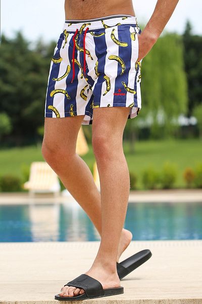 Madmext Σορτς κολύμβησης μπανάνα Navy Blue 2376