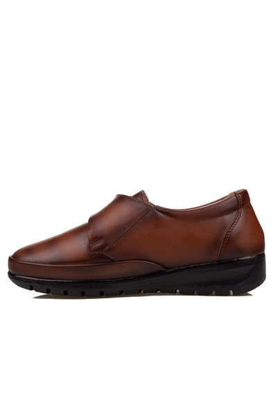 GDT Ayakkabı Tan Velcro Comfortable Flat Sole Mother Shoes