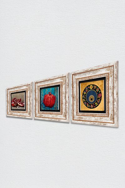 Pinecone Evil Eye Bead, Pomegranate Stone Wall Painting Πλαίσιο Διακόσμηση τοίχου 3 τεμαχίων Σετ ζωγραφικής Wall Art Tk3-803