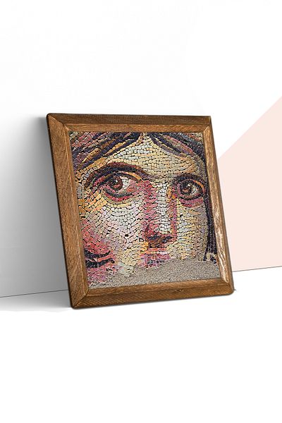 Pinecone Gypsy Girl Mosaic Stone Wall Painting Wood Framed Wall Decor Wall Art 25x25cm