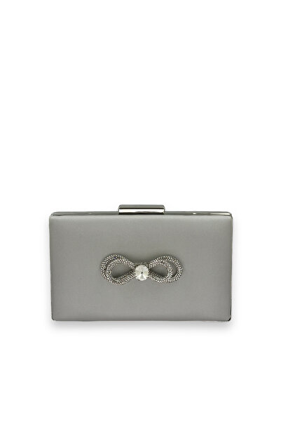 Biçanta Culoare Gri Argintiu Anti zgârieturi Satin Argintiu Piatră Geantă pen...