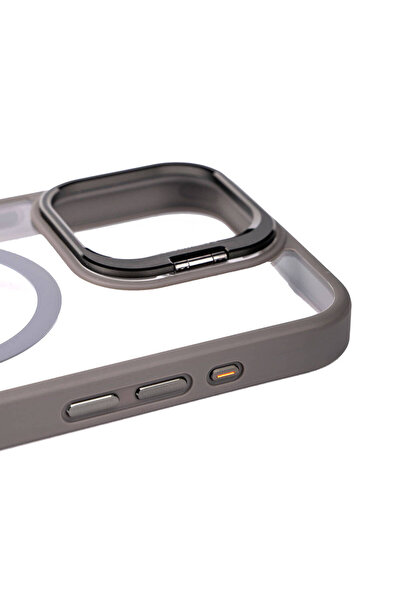 Nezih Case Apple iPhone 15 Pro Max Uyumlu Magsafe Şarj Özellikli Standlı Mags...
