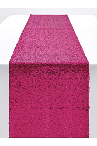 MER HOME Fuşya Pullu Payetli Masa Runner (40x140)