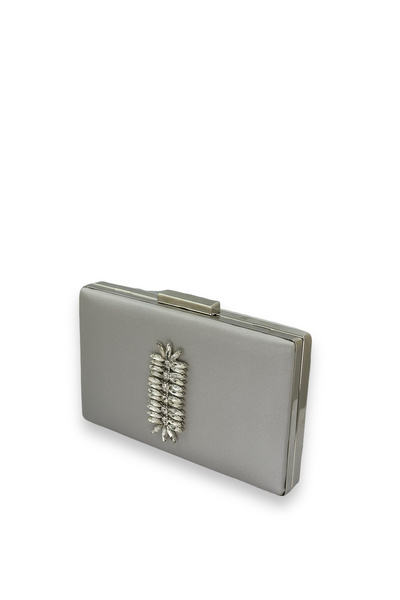 Biçanta Ασημί γκρι Χρώμα χωρίς γρατσουνιές Σατέν Ασημένια πέτρα βραδινή τσάντα νυφική τσάντα αρραβώνων