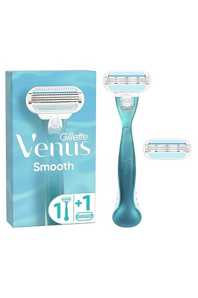Gillette Venus Smooth Women's Shaver + 2 Spare Razor Blades + Satin Care Shaving Gel