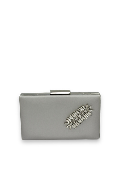 Biçanta Ασημί γκρι Χρώμα χωρίς γρατσουνιές Σατέν Ασημένια πέτρα βραδινή τσάντα νυφική τσάντα αρραβώνων