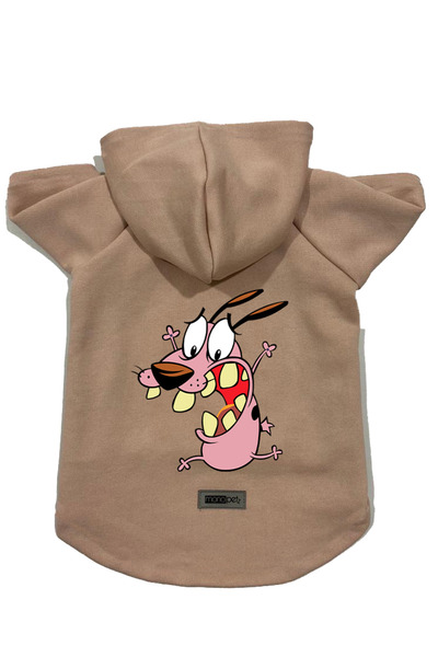 Monopetz سويت شيرت من الصوف بغطاء للرأس ملابس للكلاب والقطط - بيج كورج - مقاس S