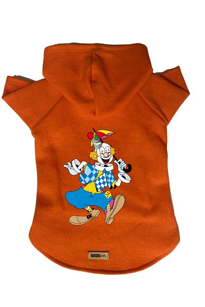 Monopetz Hooded Fleece Sweatshirt Dog and Cat Outfit & Dress - Orange Clown
