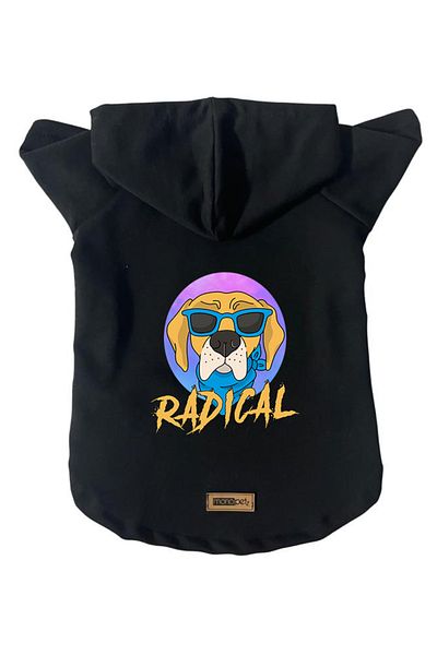 Monopetz Hooded Fleece Sweatshirt Dog and Cat Outfit & Dress - Black Radical