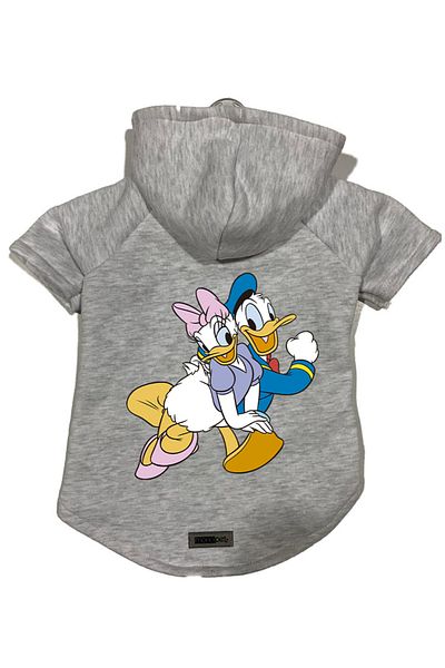 Monopetz Hooded Fleece Sweatshirt Dog and Cat Outfit & Dress - Gray Deysi & Donald