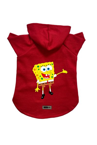 Monopetz Hooded Fleece Sweatshirt Dog and Cat Outfit & Dress - Red Sponge Bob