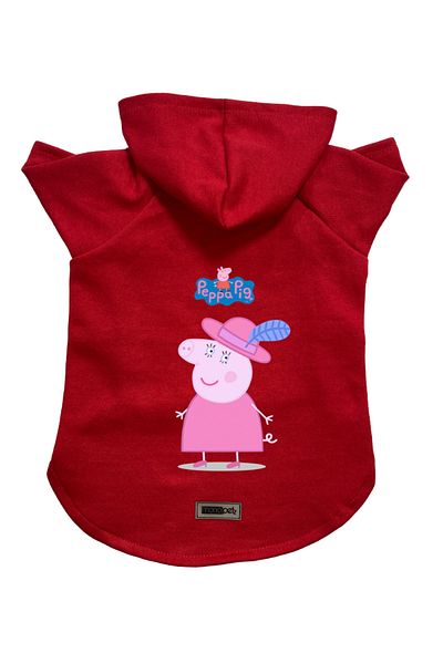 Monopetz Hooded Fleece Sweatshirt Dog and Cat Outfit & Dress - Red Peppa Pig