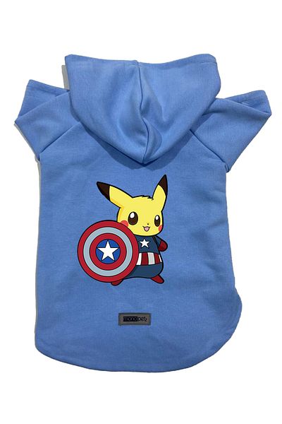 Monopetz Hooded Fleece Sweatshirt Dog and Cat Outfit & Dress - Blue New Pikachu 2