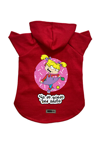 Monopetz سويت شيرت من الصوف بغطاء للرأس للكلاب والقطط - أحمر Rugrats Angelica...