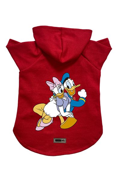 Monopetz Hooded Fleece Sweatshirt Dog and Cat Outfit & Dress - Red Deysi & Donald