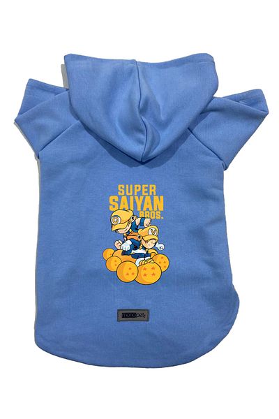 Monopetz Hooded Fleece Sweatshirt Dog and Cat Outfit & Dress - Blue Goku Vegeta
