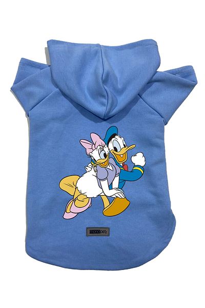 Monopetz Hooded Fleece Sweatshirt Dog and Cat Outfit & Dress - Blue Deysi & Donald