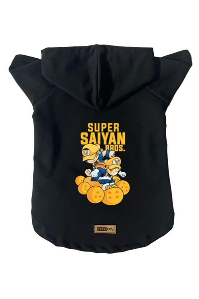 Monopetz Hooded Fleece Sweatshirt Dog and Cat Outfit & Dress - Black Goku Vegeta