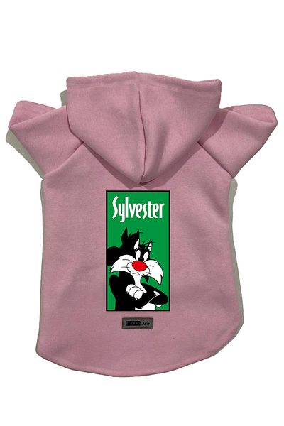 Monopetz Hooded Fleece Sweatshirt Dog and Cat Outfit & Dress - Pink Sylvester
