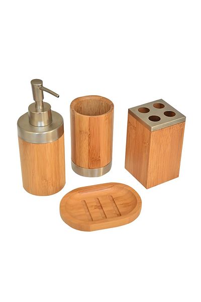 Bambum Home Σετ μπάνιου 4 τεμαχίων Mystical 4 τεμαχίων B2656 καφέ μπαμπού