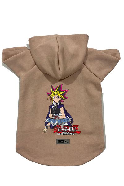 Monopetz Hooded Fleece Sweatshirt Dog and Cat Outfit & Dress - Beige Yugi Oh