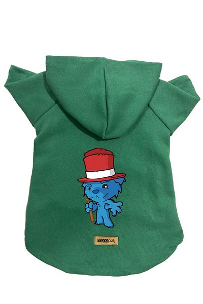 Monopetz Hooded Fleece Sweatshirt Dog and Cat Outfit & Dress - Green Bear
