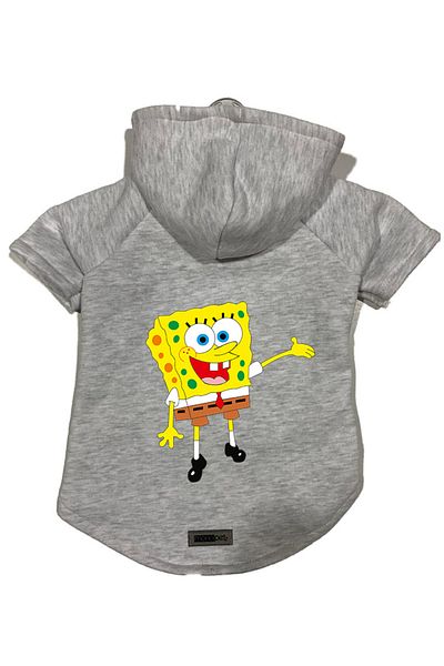 Monopetz Hooded Fleece Sweatshirt Dog and Cat Outfit & Dress - Gray Sponge Bob