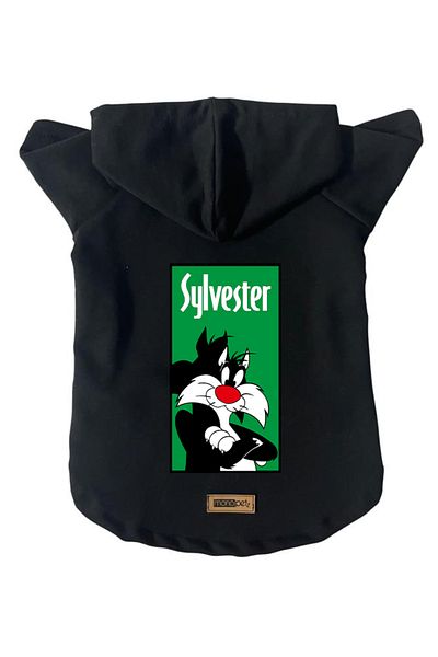 Monopetz Hooded Fleece Sweatshirt Dog and Cat Outfit & Dress - Black Sylvester