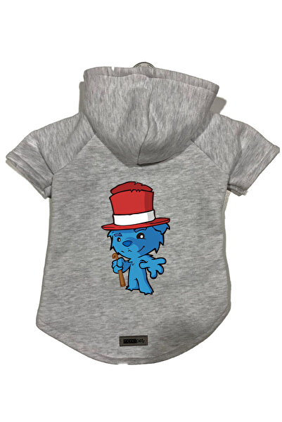 Monopetz سويت شيرت صوف بغطاء للرأس ملابس للكلاب والقطط - دب رمادي - مقاس S