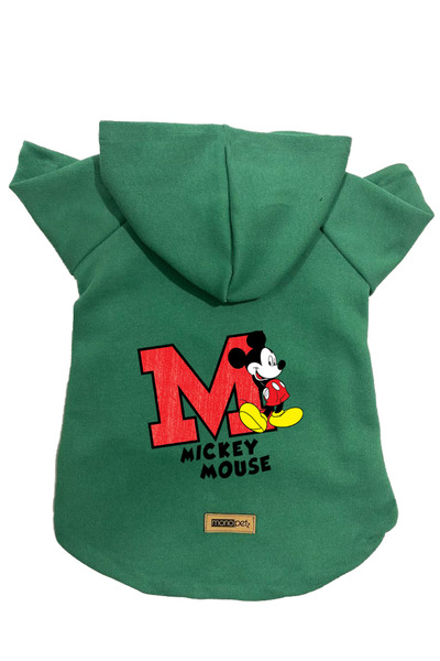 Monopetz سويت شيرت من الصوف بغطاء للرأس ملابس للكلاب والقطط - أخضر جديد ميكي ...