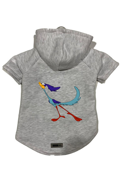 Monopetz سويت شيرت من الصوف بغطاء للرأس ملابس للكلاب والقطط - رمادي Road Runn...