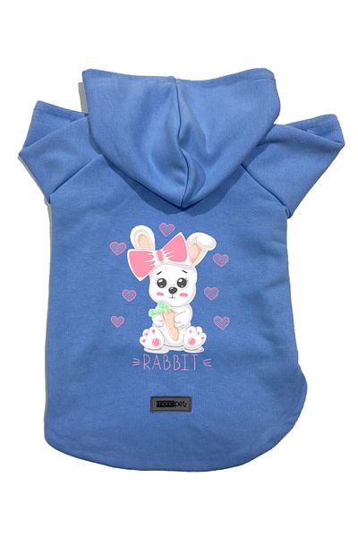 Monopetz Hooded Fleece Sweatshirt Dog and Cat Outfit & Dress - Blue Rabbit