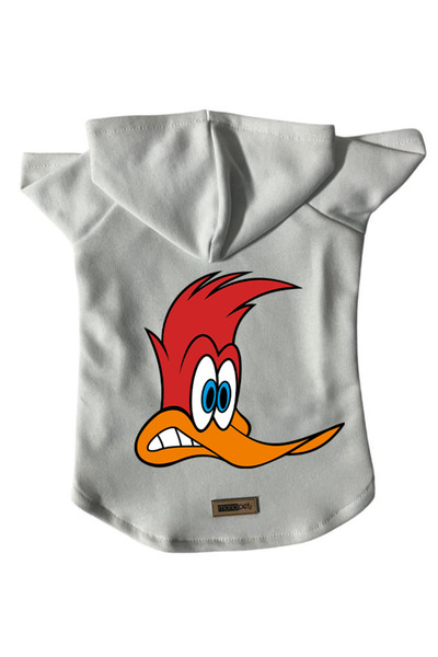 Monopetz سويت شيرت أبيض من الصوف - هوديي، طباعة الكلاب والقطط - مقاس L