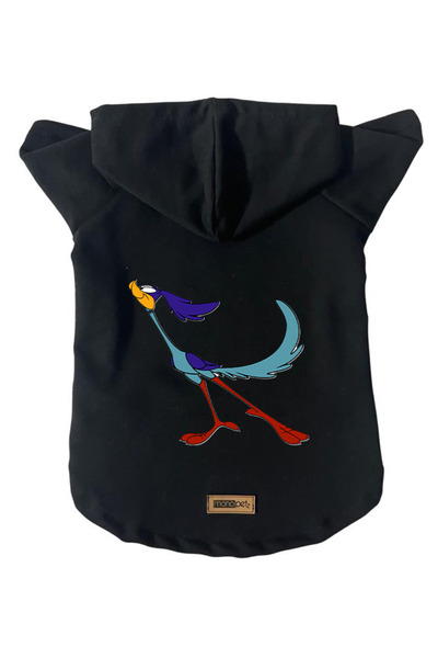 Monopetz سويت شيرت من الصوف بغطاء للرأس ملابس للكلاب والقطط - أسود Road Runne...