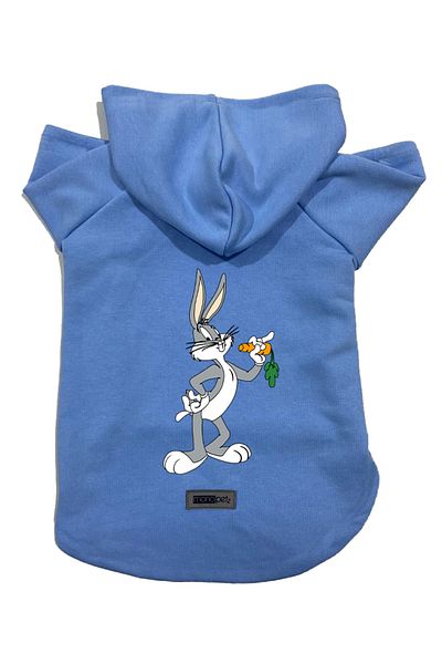 Monopetz Hooded Fleece Sweatshirt Dog and Cat Outfit & Dress - Blue New Bugs Bunny